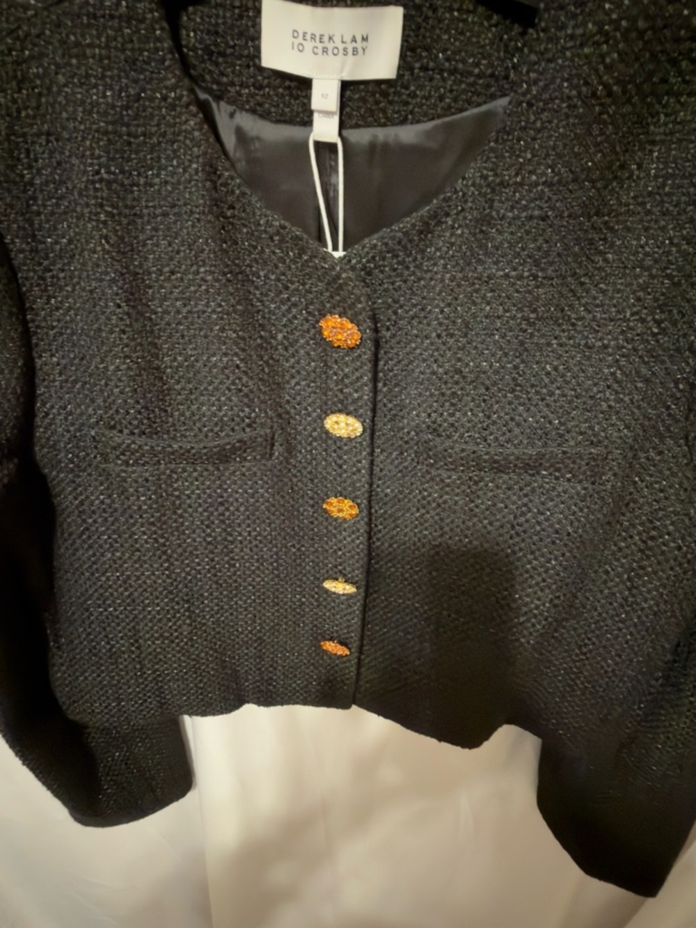 NWT Derek Lam 10 Crosby JULIETTE TWEED JACKET, BLACK-currently sold at Nor - Picture 16 of 16